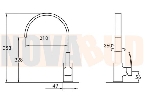 Blue Water Ontario Bateria kuchenna ze stałą wylewką chrom 5901730610628rys.jpg