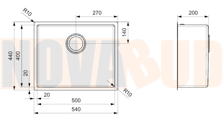 Reginox MIAMI Zlewozmywak stalowy 1-komorowy miedź R30738rys.jpg