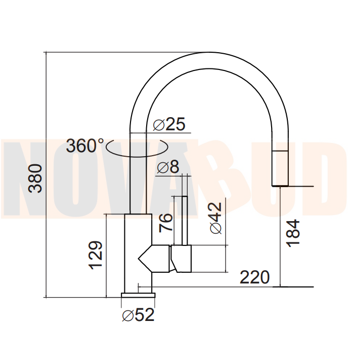 Art Platino Pori Bateria kuchenna z wyciąganą wylewką czarny mat 5901730615265rys.png